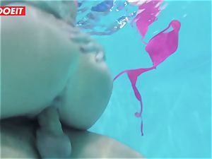 LETSDOEIT - horny couple Has naughty intercourse at The Pool